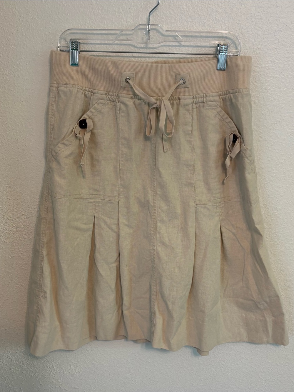 Lane Bryant skirt sz 16 kahaki/natural drawstring cottagecore utility cargo chic